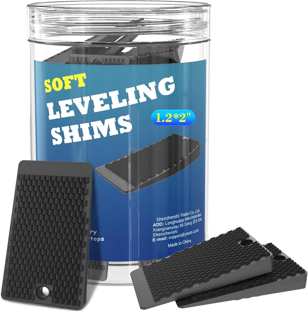Furniture Levelers, 32 Piece Jar 2, Rubber Shims for Leveling, Black Wedge for Table Toilet Refrigerator Piano, Non-Slip Shims for Home Improvement and Work, Cuttable and Stackable