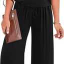 KIRUNDO Womens Jumpsuit 2025 Casual Summer Loose One Piece Off Shoulder Elastic Waist Wide Leg Long Romper with Pockets 
(XX-Large, Black)