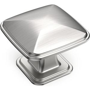 Amerdeco 10 Pack 1-1/4inch Shiny Brushed Satin Nickel Cupboard Drawer Knobs Kitchen Cabinet Knobs Single Hole Cabinet Handles K0003BSN