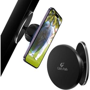 Cdd's Path Magnetic Golf Cart Phone Holder for iPhone 16 Pro Max Plus 15 14 13 12 Mini,MagSafe Phone Mount with N52 Strong Magnets Fit for EZGO/Club Car/Yamaha Golf Cart Accessories,Black Round