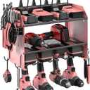 CCCEI Modular Power Tool Organizer Wall Mount with Charging Station. Garage Drill Storage Shelf with Hooks, Heavy Duty Rack, Tool Battery Holder Built in 8 Outlet. Gift for Men. Pink, 1 Pack.