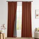 Pinch Pleated Linen 100% Blackout Curtains 84 Inch Length 2 Panels Insulated Thermal Full Blackout Drapes for Bedroom Living Room Darkening Terracotta Pinch Pleat Curtains with Hooks Rings Clips 7 FT