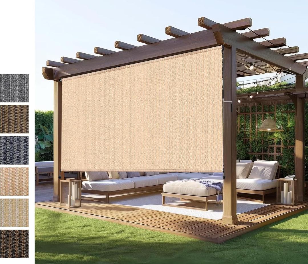 Outdoor Shades Roller Exterior Blinds,Cordless Patio Shades Roll Up Outdoor Blinds for Patio Porch Backyard Pergola Gazebo Privacy Screen Protection,UV Sun Blocking,Fade-Resistant 10ft Wide x 8 H, 120"W x 96"H