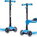 LaScoota 2-in-1 Kids Kick Scooter, Adjustable Height Handlebars and Removable Seat, 3 LED Lighted Wheels and Anti-Slip Deck, for Boys & Girls Aged 3-12 and up to 100 Lbs. (Purple)
