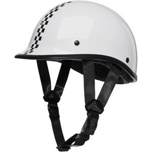 TRIANGLE German Style Motorcycle Half Helmet with Short Visor, DOT Approved Comfortable Skull Cap for Men & Women, Retro Open Face Motorbike Helmet for Cruiser Scooter Moped Street Bike