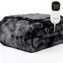 Homemate Electric Heated Blanket Full Size - 72"x84" Heating Blanket Full Size 1/2/4/6/8 Hours Auto-Off 10 Heat Level Over-Heat Protection Luxury Faux Fur Sherpa ETL Certification (25 - Tie-dyed Black)