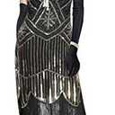1920s Sequined Vintage Beaded Gatsby Flapper Evening Prom Roaring 20s Dress (L/US 8-10, Black Gold)