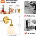 Peel and Stick Sconces Set of 2,Battery Operated Wall Sconces,Frosted Glass, 2 Pack
