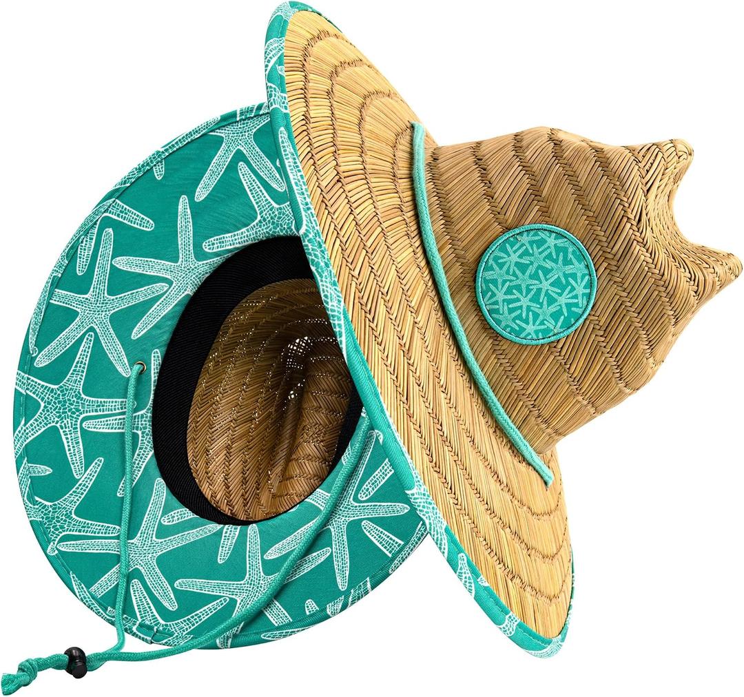 grinderPUNCH Straw Sun Hat for Men Women Wide Brim Beach Fishing UPF 50