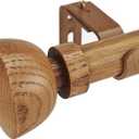 Faux Wood Style Curtain Rod Set with Wood Grain Round Finial, 72-144 inch, Standard Single Drapery Rod for 1 Pack, 1 inch diameter, Adjustable Length (Chestnut)