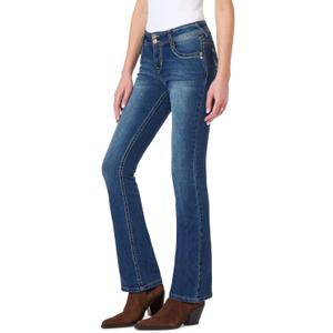 WallFlower Luscious Curvy Bootcut Jeans for Women, Mid-Rise Insta Stretch Denim, Size-Inclusive Juniors Jeans, Sizes 0 to 24 (17 Long, Twinkle)