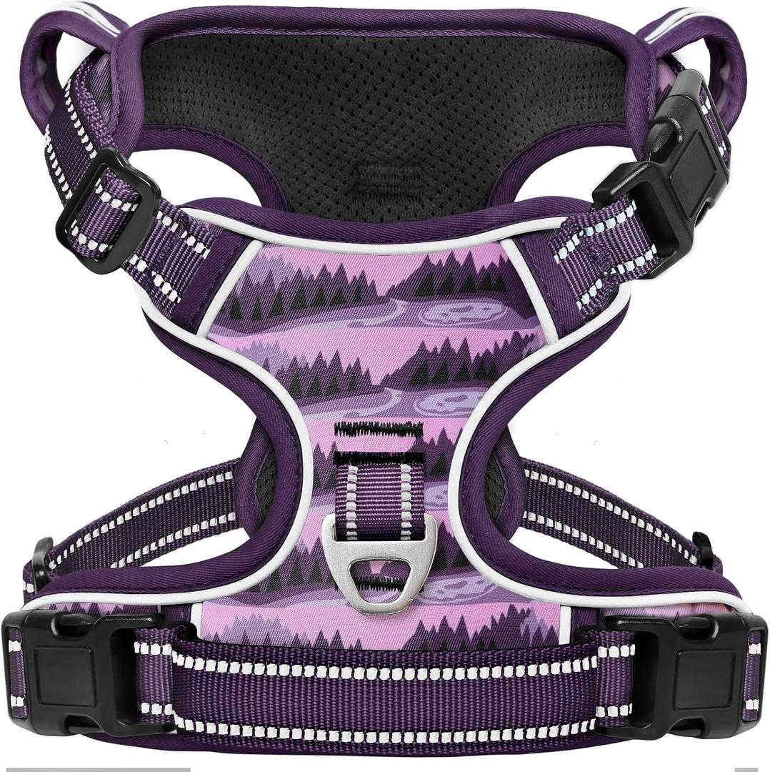 Timos Dog Harness, No-Pull Pet Harness Adjustable Soft Padded Dog Vest, Reflective No-Choke Pet Oxford Vest with Easy Control Handle for Medium Dogs, Moon Night, M