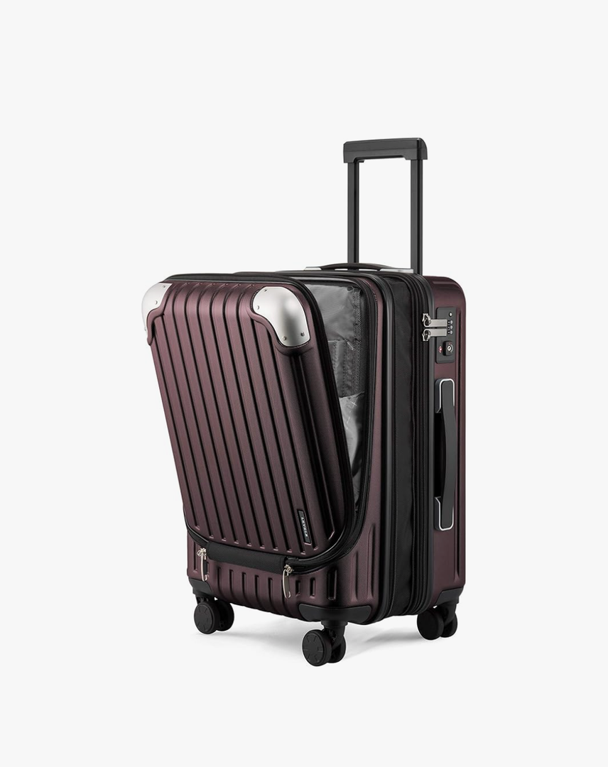 LEVEL8 Grace Carry on Luggage Airline Approved, 20 Inch Expandable Hardside Suitcases with wheels, Abs+Pc Harshell Spinner Luggages with Tsa Lock, Red