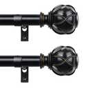 Curtain Rods 2 Pack, HOTOZON Curtain Rods for Windows 28 to 48 Inch, Adjustable Heavy Duty Drapery Rods 32 to 43 Inch with Netted Texture Finials, Black