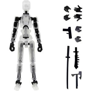 T13 Action Figure(Assembly Completed) Dummy 13 3D Robot -Lucky 13 Multi-Jointed, Movable, Perfect for Collectors and Desktop Decor (Pack of 4/Color) (Transparent)