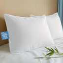 Hypoallergenic Bamboo Viscose Shell, Soft Standard/Queen Size Bed Pillows Set of 2 with Down Alternative Filling, Oeko-Tex Certified, Luxury Hotel Quality for Stomach, Back and Side Sleepers