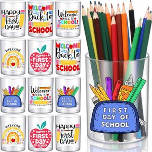 12 Pcs Pencil Dispenser for Classroom Plastic Pencil Holder Back to School Teacher Gifts Clear Pen Holder Desk Organizer Pen Cup Containers for Classroom Office Student Appreciation Gift