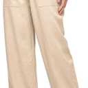 Willit Women Linen Pants Wide Leg Casual Palazzo Pants Cotton Linen Lounge Beach Summer Pants with Pockets 29"/31"/ 33" (Beige, XXL)