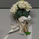 CEWOR Wedding Bouquets for Bride Bridesmaid, White Champagne Artificial Roses Flowers Wedding Decoration (7.5 In)