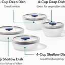 Anyday 8-Pc Microwave Cookware & Glass Food Storage Set with Glass Lids | Plastic-Free Containers | Stackable Airtight Steamer with Vented Lid for Microwave-Safe Reheating & Steaming Vegetables, Rice, 8-Piece