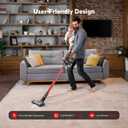 Comvtu Cordless Vacuum Cleaner for Home, 80,000PRM Powerful 4 in 1 Lightweight Stick Vacuum with 2 Adjustable Suctions, Max 40 Mins Runtime, 2600mAh Rechargeable Vacuum Cleaners (Rave Red)