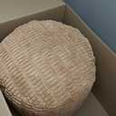 HIGOGOGO Pouf Ottoman Stuffed Round Modern Foam Filled Foot Rest Poufs for Living Room Chair Decorative 20 X 15 Inches Boho Relax Stool for Wedding Christmas Party, Brown