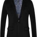 WZIKAI Men's Casual Corduroy Blazer Jacket Slim Fit One Button Work Wear Sport Coat (Medium, Black)
