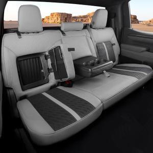 for Chevy Silverado & GMC Sierra Leather Seat Covers, Crew Cab 1500 2019-2026, 2500HD 3500HD 2020-2026, Custom Fit Pickup Seat Cover Full Set, Gray Black (with Rear Armrest/Seatback Storage)