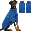 ASENKU Knitted Dog Sweater, Pullover Big Thermal Dog Winter Sweater, Turtleneck Doggy Sweaters for  Dogs Boy Girl,Warm Pet Sweatshirt for Labrador,Golden Retriever,2XL (Blue)
