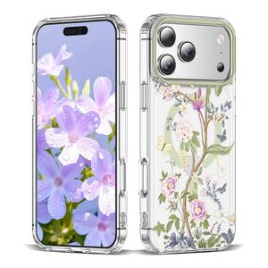 XIQI Compatible with iPhone 17 Pro Max Case 6.9" for Women Girls Cute Translucent Magnetic Phone Case with Floral Pattern [Never Fade Flower Design][Compatible with Mag-Safe],Peony