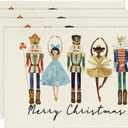 Watercolor Nutcrackers Xmas Balls Merry Christmas Placemats Set of 4, 12x18 Inch Seasonal Winter Holiday Table Mats for Party Kitchen Dining Decoration