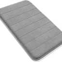 Yimobra Memory Foam Bath Mat, Super Soft Absorbent Bathroom Rug Non Slip 31.5x20 Inch, Quick Dry, Machine Washable Floor Carpet for Tub Shower, Home Decor Accessories, Gray