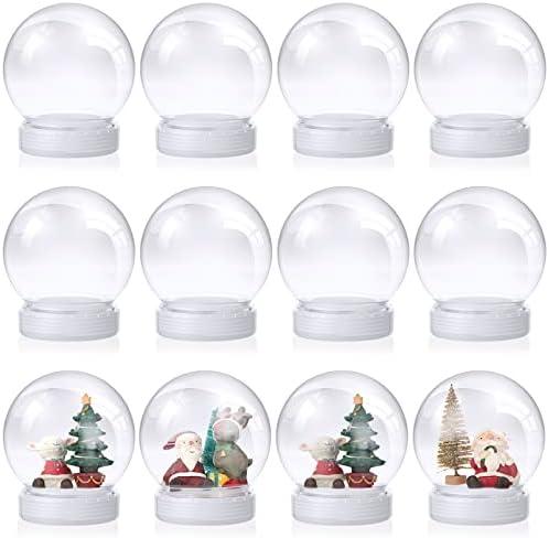 Mimorou 12 Pcs 3.9 Inch DIY Snow Globe Bulk Clear Water Globe with Screw Off Cap Plastic Empty Snow Craft for Home DIY Craft Wedding Decoration