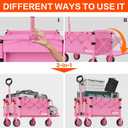 Yozoia 360LBS Heavy-Duty Wagons Carts Foldable 120L Collapsible Wagon Cart with Wheels and Tailgate, Folding Utility Wagon Carts for Groceries, Outdoor Camping, Shopping, Beach, Garden
