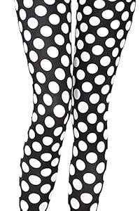 Sister Amy Women's Digital Geometric Printed Ankle Elastic Tights Leggings White Dots US M