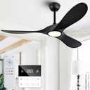 Benicefun 52 Inch Ceiling Fans with Lights and Remote, Dimmable 3 Blade Wood Outdoor Ceiling Fan Outdoor Fans for Patios Low Profile Modern Ceiling Fan with Light for Living Room Indoor Matte Black
