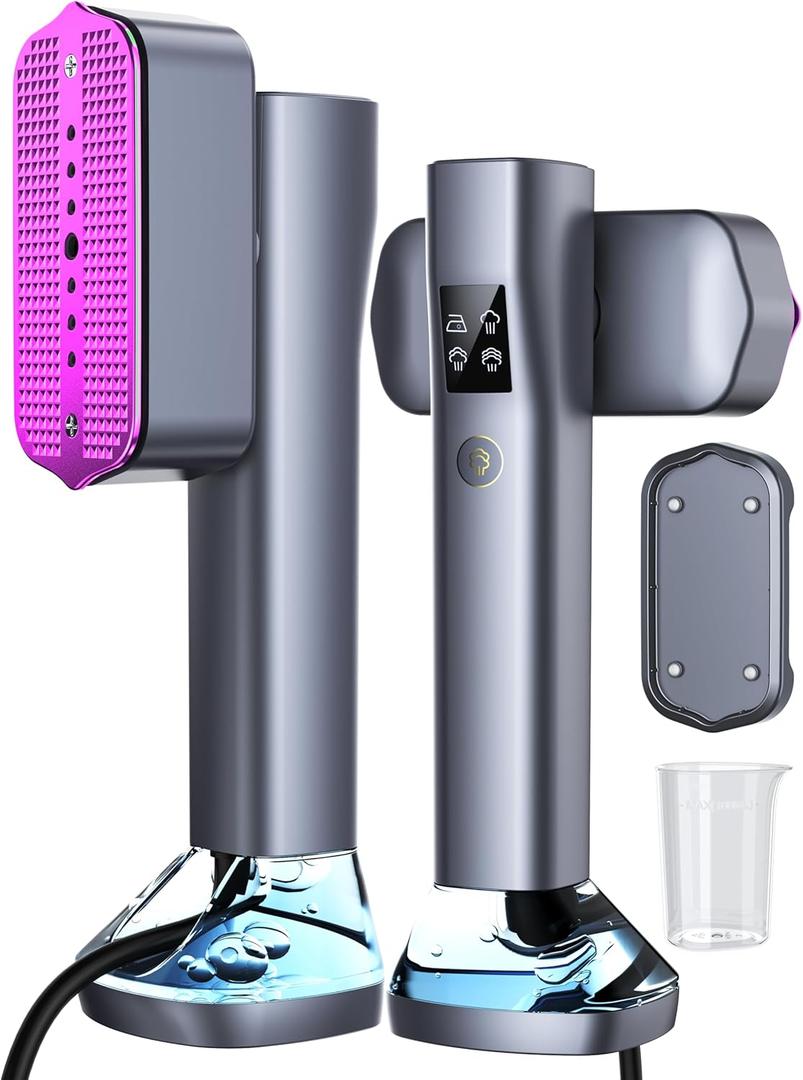 Steamer for Clothes,Portable Handheld Garment Steamer, 200ml Capacity,1000W 15s Fast Heat-UP, Leak-Proof Fabric Wrinkle Remover Ceramic Panel, 2-in-1 Dry & Wet Iron for Home and Travel- Gray&Purple