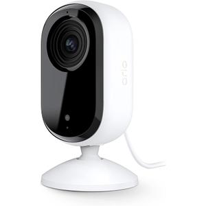 Arlo Essential Security Camera 2K | Indoor Only| 2nd Gen | Baby Monitor & Pet Camera | Wired Automated Privacy Shield, 2-Way Audio, Night Vision, Live Stream, Motion Alerts & Notifications White, 1 Cam