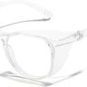 LianSan Safety Glasses with Readers, Reading Safety Glasses for Women Men, Full Reader Lenses Blue Light Blocking Goggles(Transparent, 1.25x)