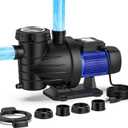 CrestWave 2HP Pool Pump,Powerful Self Primming 6340GPH Swimming Pool Pump with ON/OFF Switch for In/Above ground Pool,Single Speed High Flow Pool Pumps with Strainer Basket, Energy Saving, Low Noise