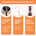 3 x Sport Hair Ties, 4 Packs Colorful Elastic for Women & Girls, No Damage Ponytail Holders for Fine Thin Long Curly Hair, Stretchy Braided Hair Bands for Sports