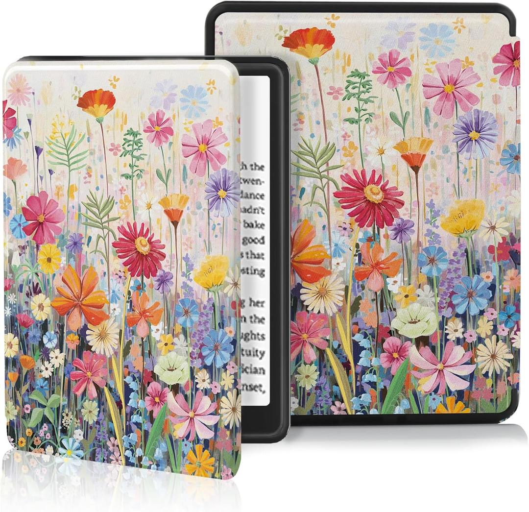 MOROCK Case for 6.8" Kindle Paperwhite (11th Generation-2021,Model NO.M2L3EK), Fits Kindle Paperwhite Signature Edition, Premium Lightweight PU Leather Cover with Auto Wake/Sleep, Blossoms