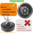 Ninja Blender Replacement Parts Compatible with BL770 BL660 BL663 BL663CO BL665Q BL740, 2 Pack Single Serve Ninja Blender 16oz Cups with Sip & Seal Lids &6 Fins Ninja Blender Blade Assembly