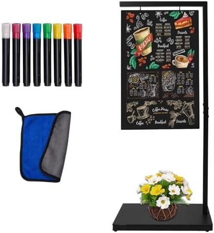 Amazon.com : Pubell Chalkboard Signs with Stand, Black Metal Easel,18.3" x 11.8" Double-Sided Hanging Outdoor Chalkboard Sign for Cafe Bar, Bistro, Florist, or Wedding : Office Products