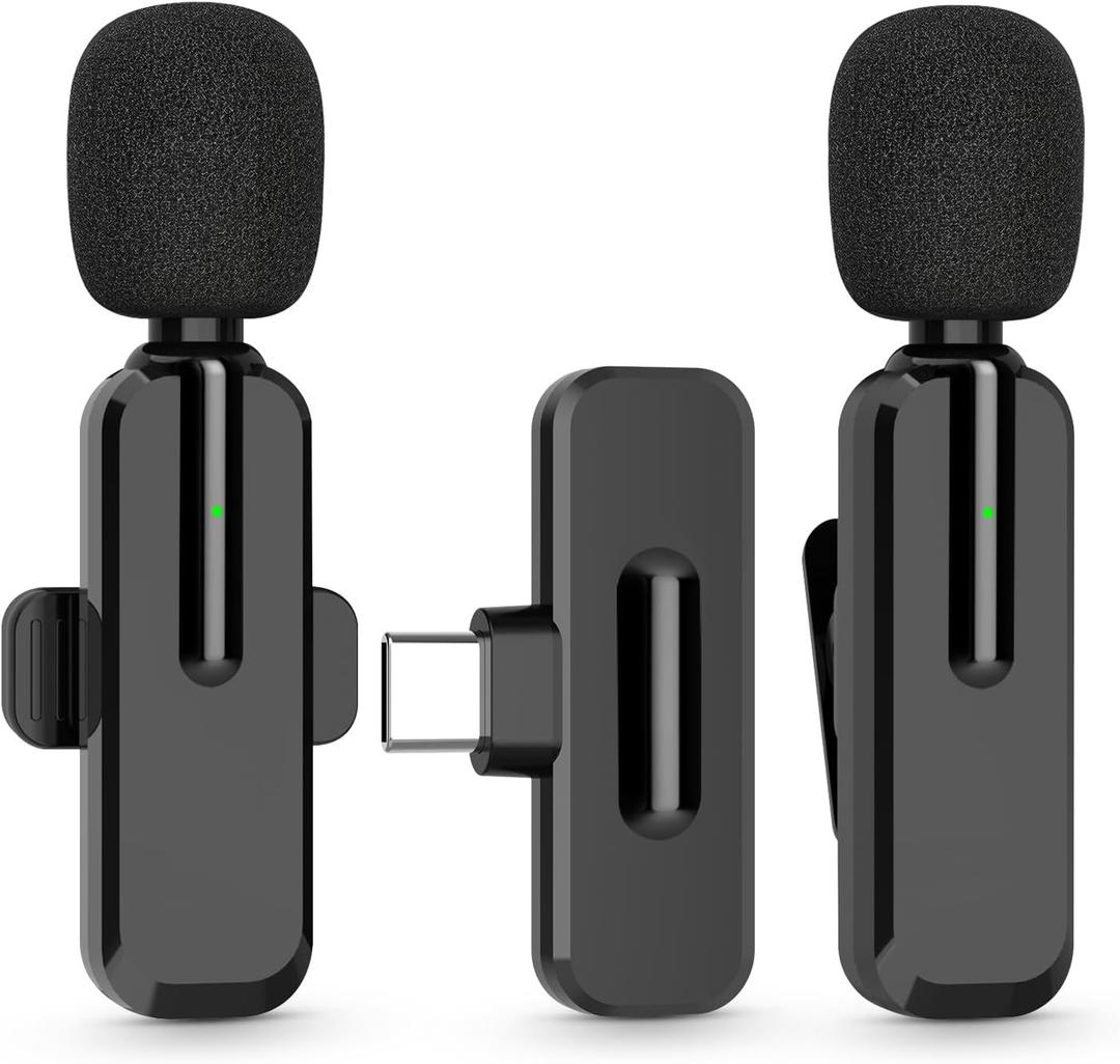 MAYBESTA Wireless Mini Microphone for iPhone 15 - Bluetooth Lavalier Android Mic for YouTube Video Recording, Clip-on USB C Phone Microphones for Tiktok Vlog Livestream Podcast (Black for USB C)