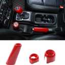 JWWY for Jeep JL Center Console Handbrake Brake Gear Shift Shifter 4WD Gear Knob Stick Panel Trim for 2018-2025+ Jeep Wrangler JL JLU Gladiator JT Interior Accessories ABS Red