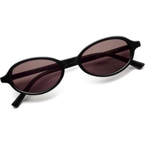 Appassal Retro Oval Sunglasses for Women Men Small Vintage Polarized 90s Designer Sunnies AP3753 (Black/Brown)