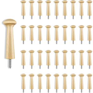 Sfcddtlg 36PCS Wooden Shaker Peg Wood Screw-2.95 Inch on Shaker Pegs Unfinished Wood Shaker Racks for Hanging Clothes Hats Towel Paint DIY (36PCS)
