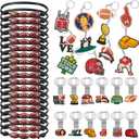 Henoyso 72 Pieces Football Birthday Party Favors Set Football Keychains Bulk with Adjustable Bracelets Sports Themed Charm Key Chains Bracelets Gifts for Sports Birthday Party Supplies