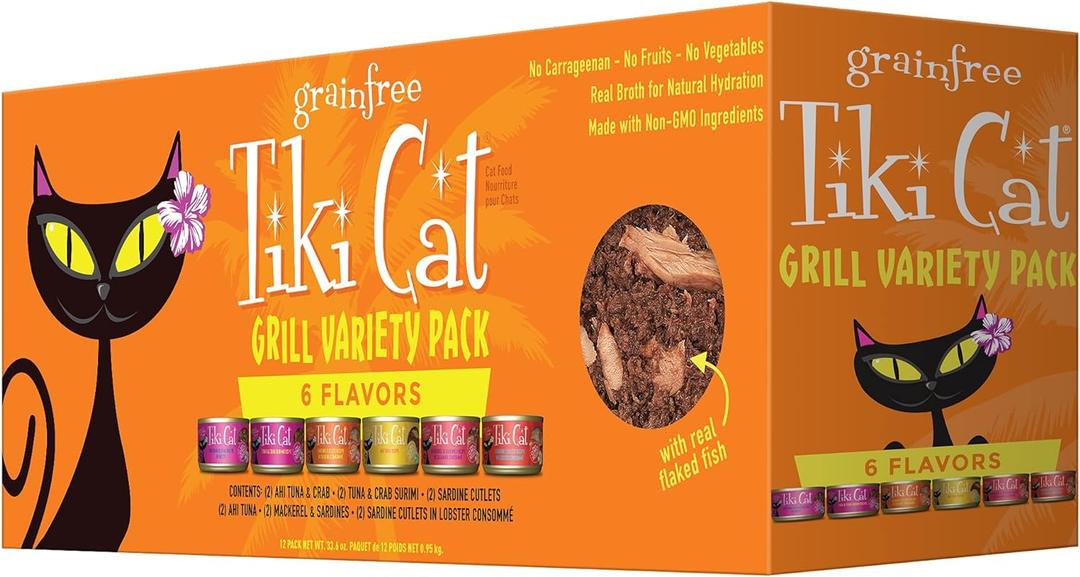 Tiki Cat Grill Wet Cat Food, Variety Pack, 2.8 oz. Cans (12 Count)